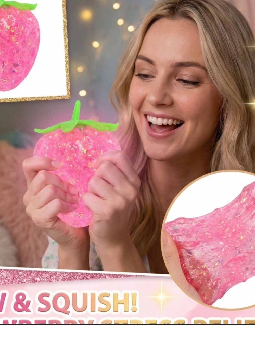 Pink Strawberry Scented Stress Relief Squishy for Women